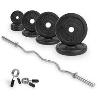 VirtuFit Gietijzeren Halterset - EZ Curlstang - Veerclip - 30 mm - 25 kg