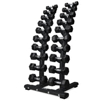 VirtuFit Hantelscheibenständer stehend Deluxe + Hexa Hantelscheiben 1 bis 10 kg