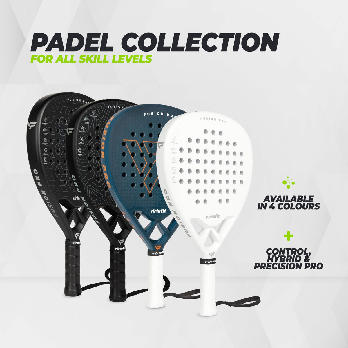 VirtuFit Fusion Pro Padel Schläger - Weiß - Silber