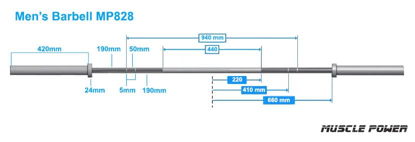 Muscle Power Olympische Crossfit Bar - Zwart/Chroom - 220 cm