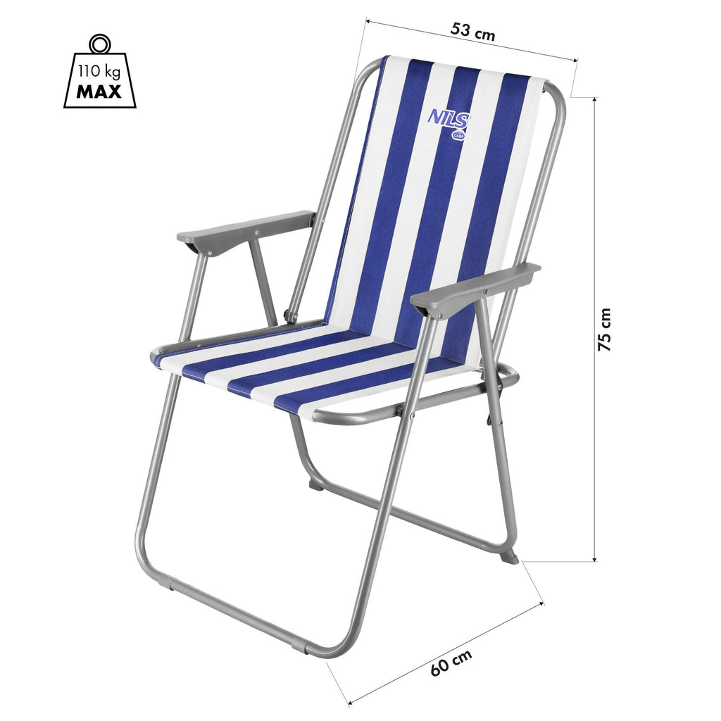 NILS Camp Opvouwbare Campingstoel - Blauw/Wit