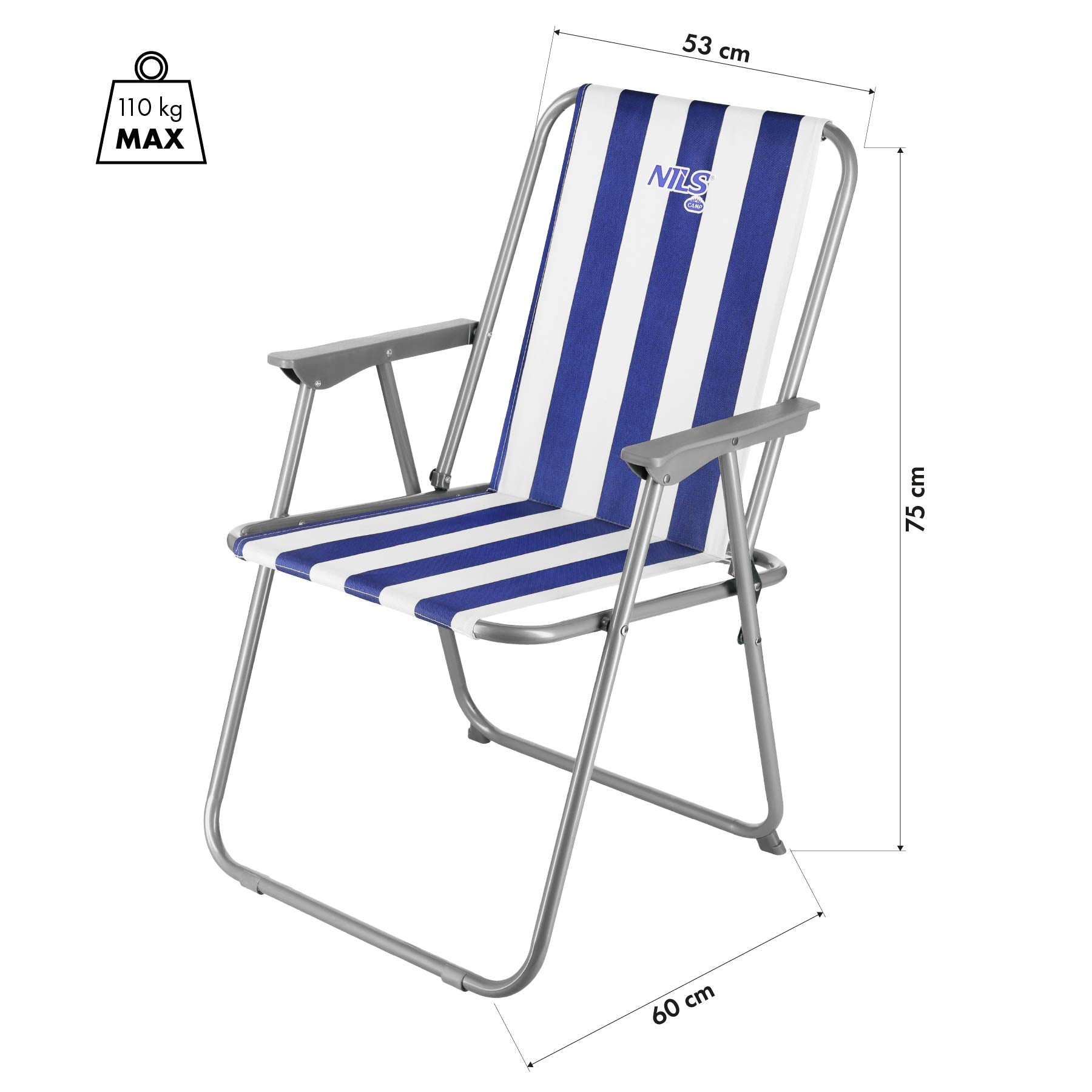 NILS Camp Opvouwbare Campingstoel - Blauw/Wit