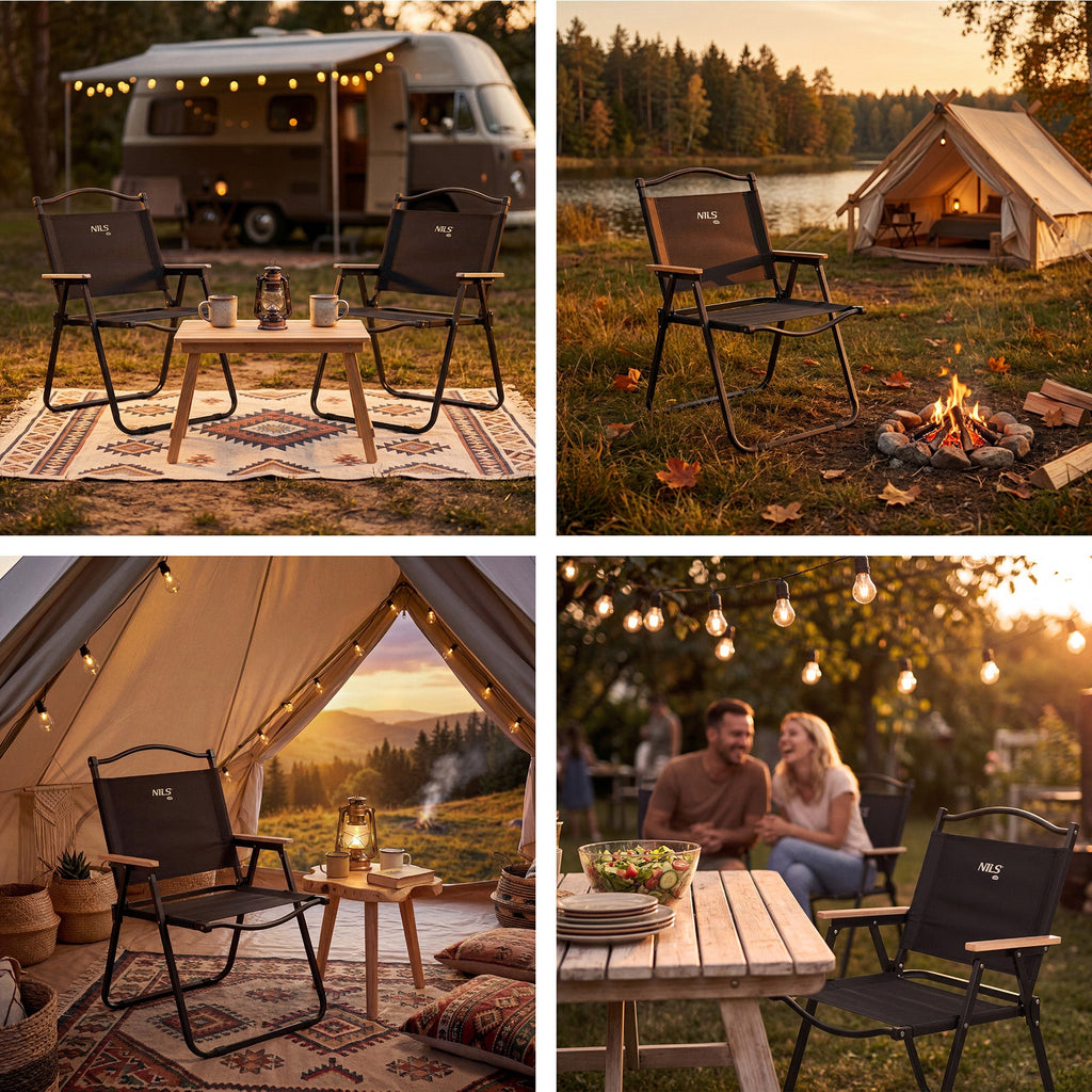 NILS Camp Opvouwbare Campingstoel - Zwart