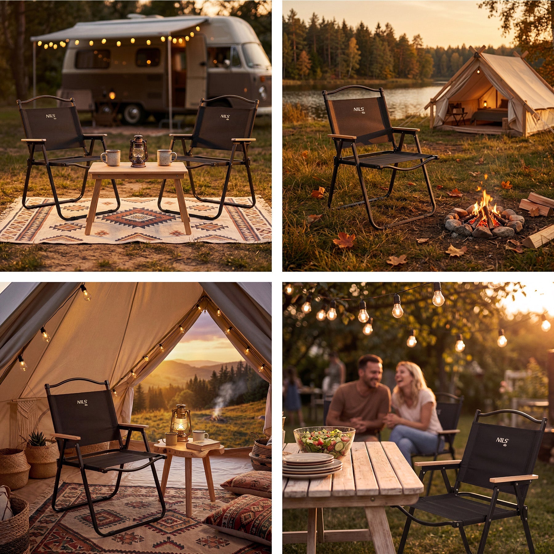 NILS Camp Opvouwbare Campingstoel - Zwart