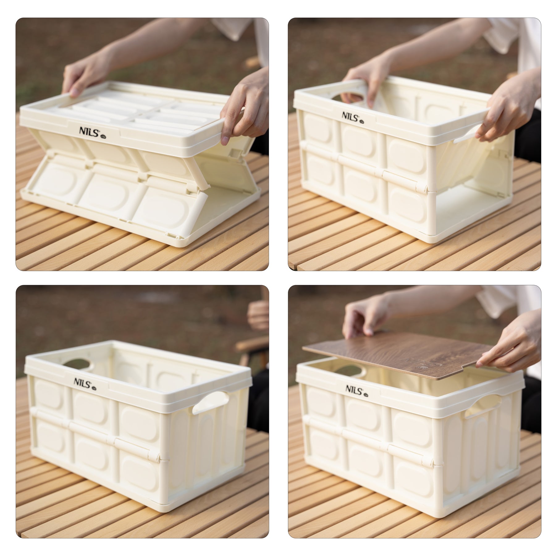 NILS Camp Opvouwbare Campingbox - 2-in-1 Tafelfunctie - Wit