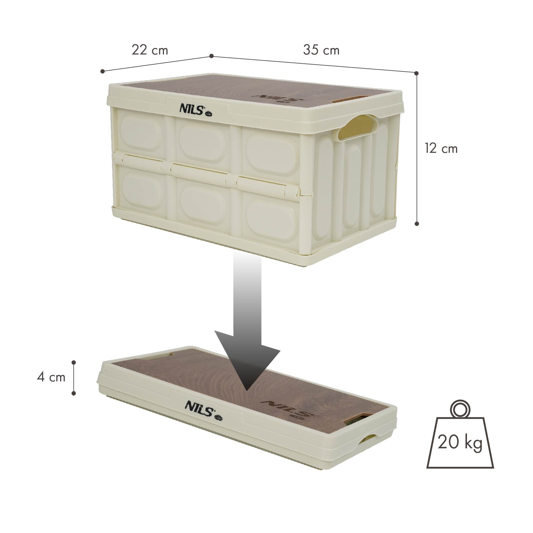 NILS Camp Opvouwbare Campingbox - 2-in-1 Tafelfunctie - Wit
