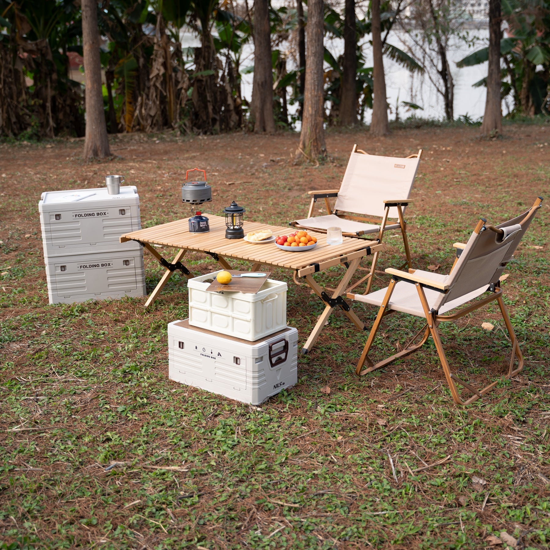 NILS Camp Opvouwbare Campingbox - 2-in-1 Tafelfunctie - Wit