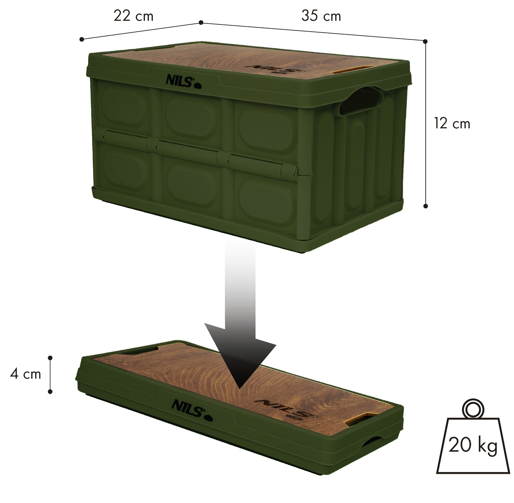 NILS Camp Opvouwbare Campingbox - 2-in-1 Tafelfunctie - Groen
