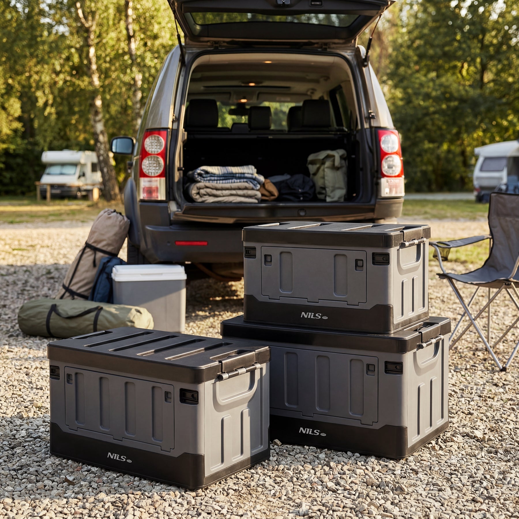 NILS Camp Opvouwbare Campingbox - 38 L - Grijs/Zwart