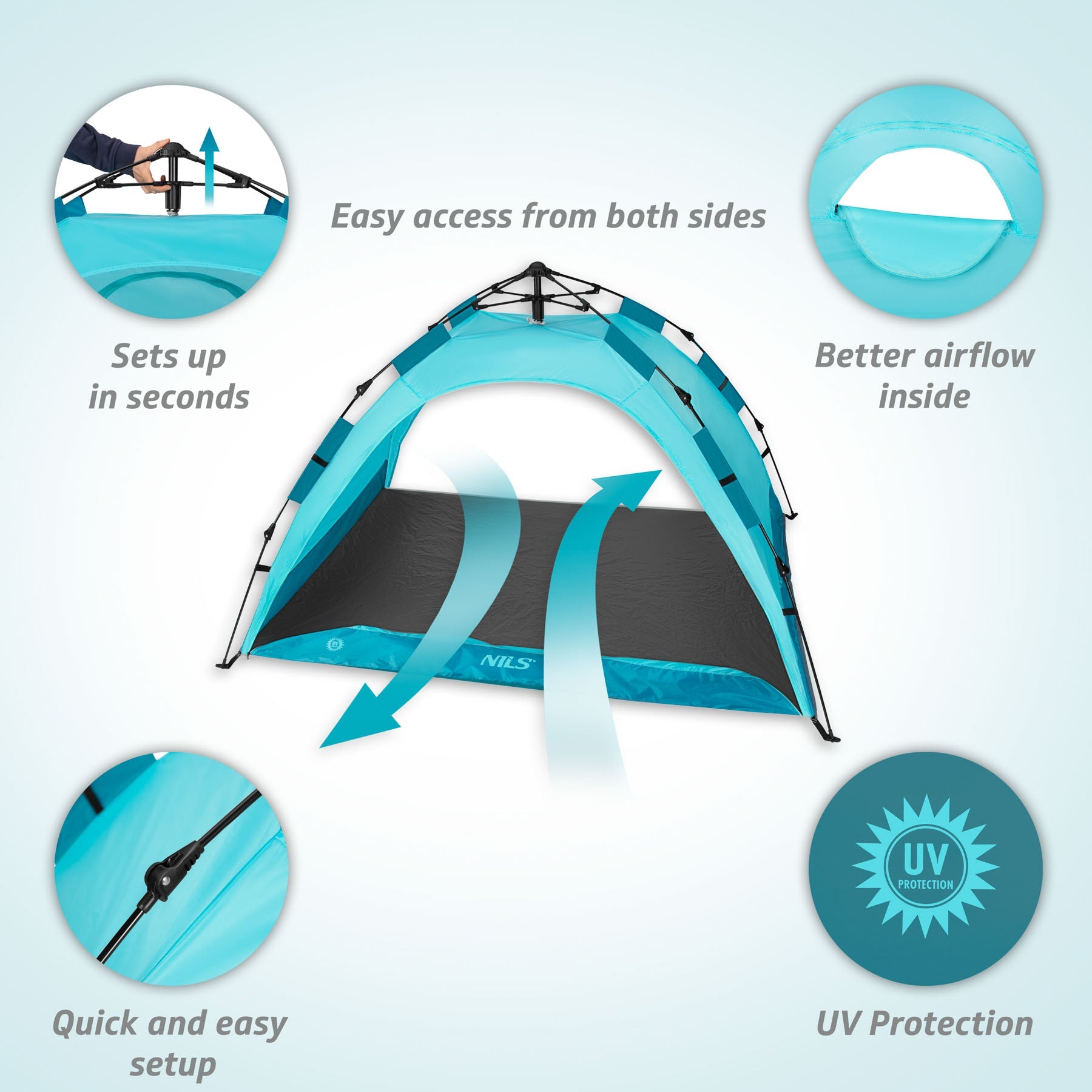 NILS Pop-up Strandtent - Blauw