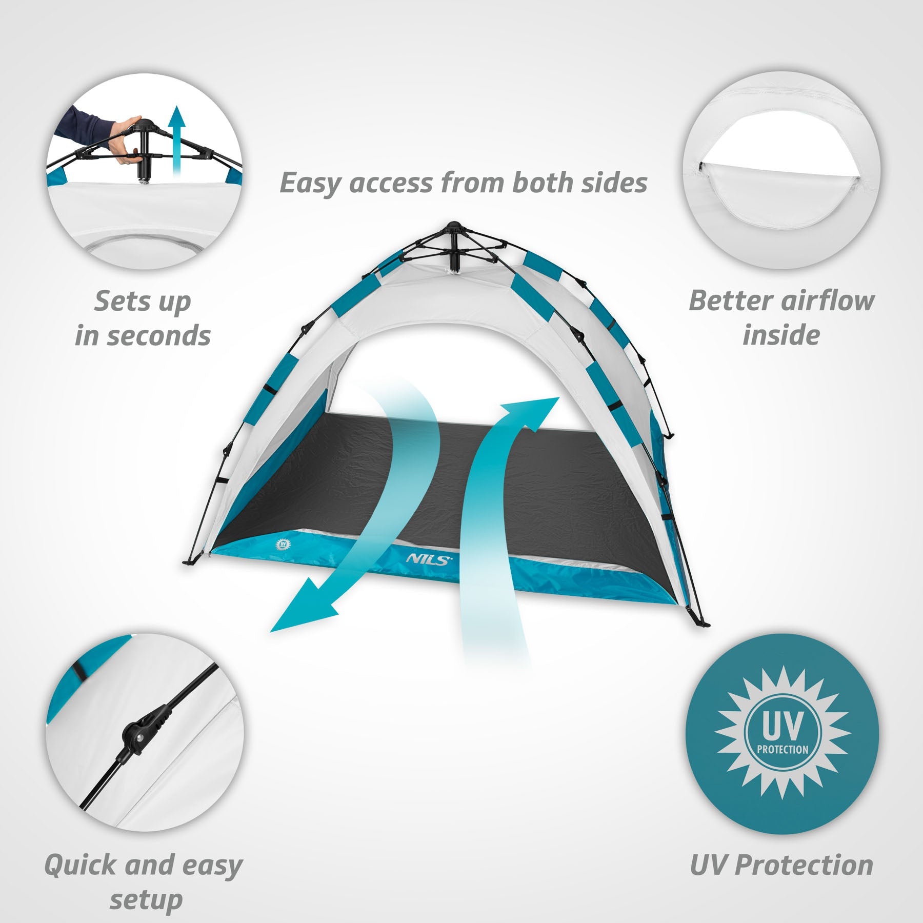 NILS Pop-up Strandtent - Grijs