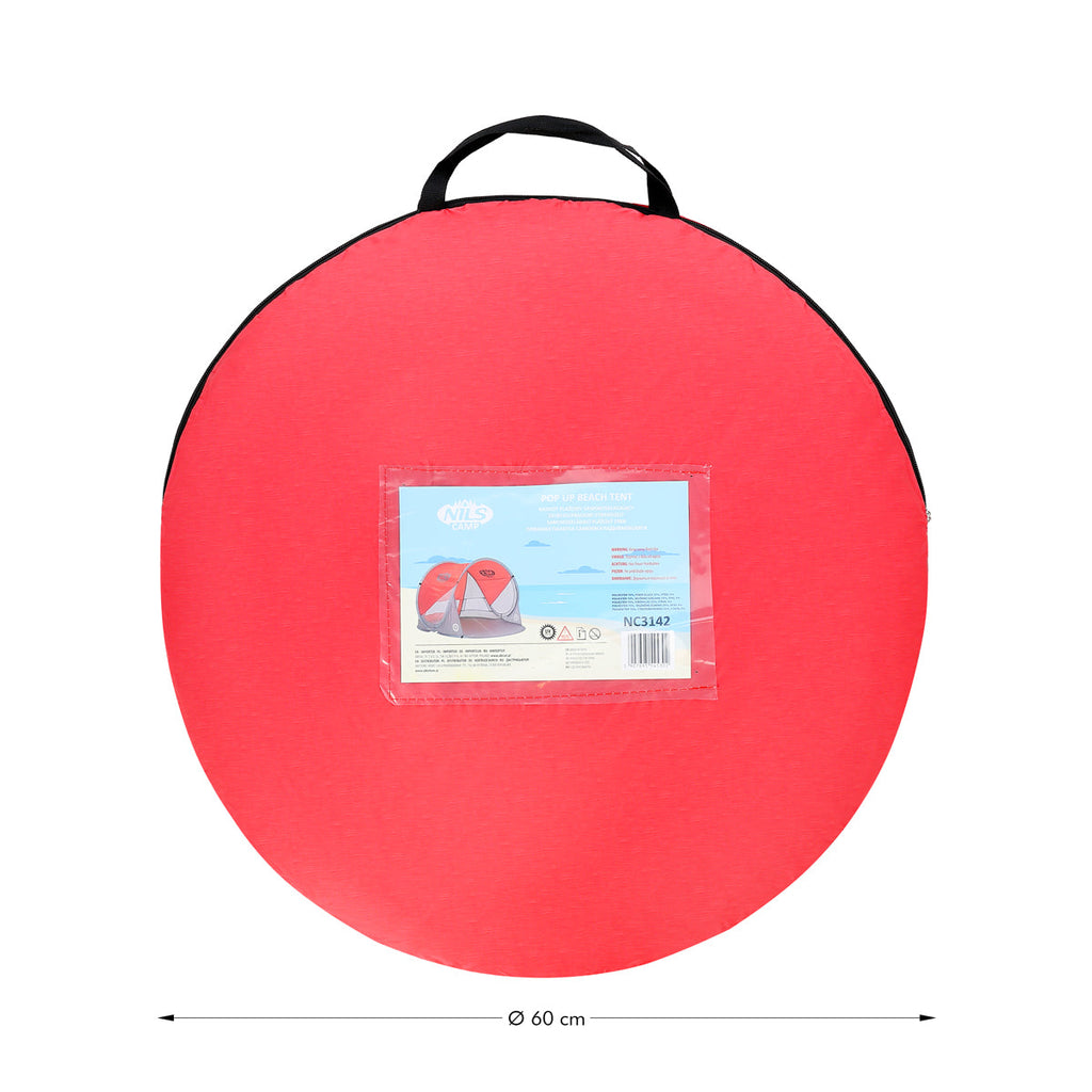 NILS Camp Pop-up Strandtent - Rood/Grijs