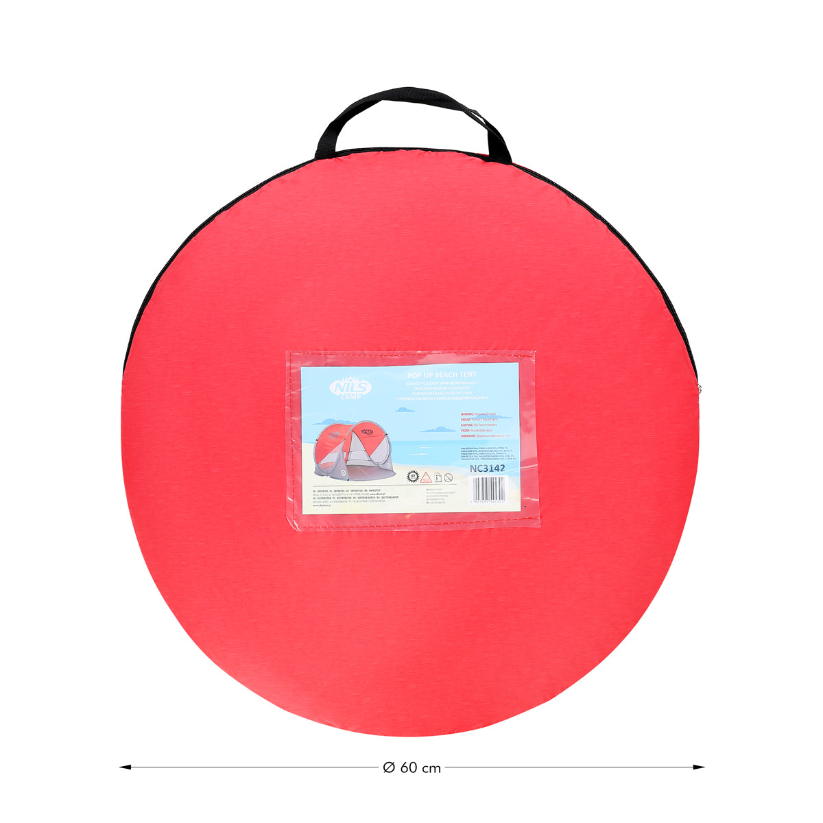 NILS Camp Pop-up Strandtent - Rood/Grijs