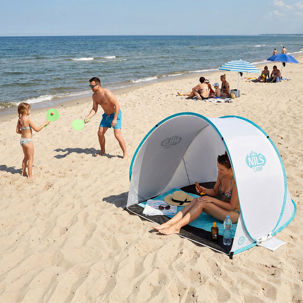 NILS Camp Pop-up Strandtent - Grijs/Turquoise
