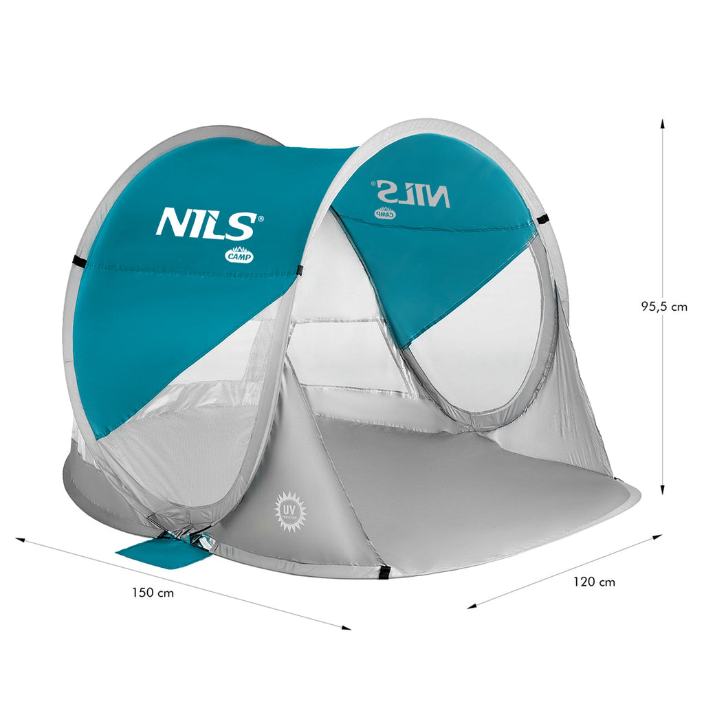 NILS Camp Pop-up Strandtent - Blauw/Grijs