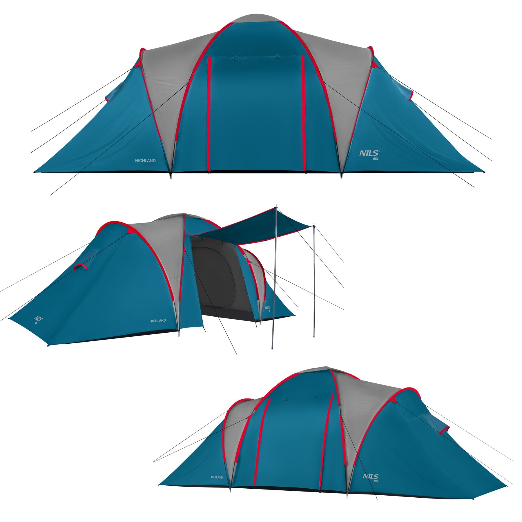 NILS Camp Highland Campingtent - Blauw/Grijs