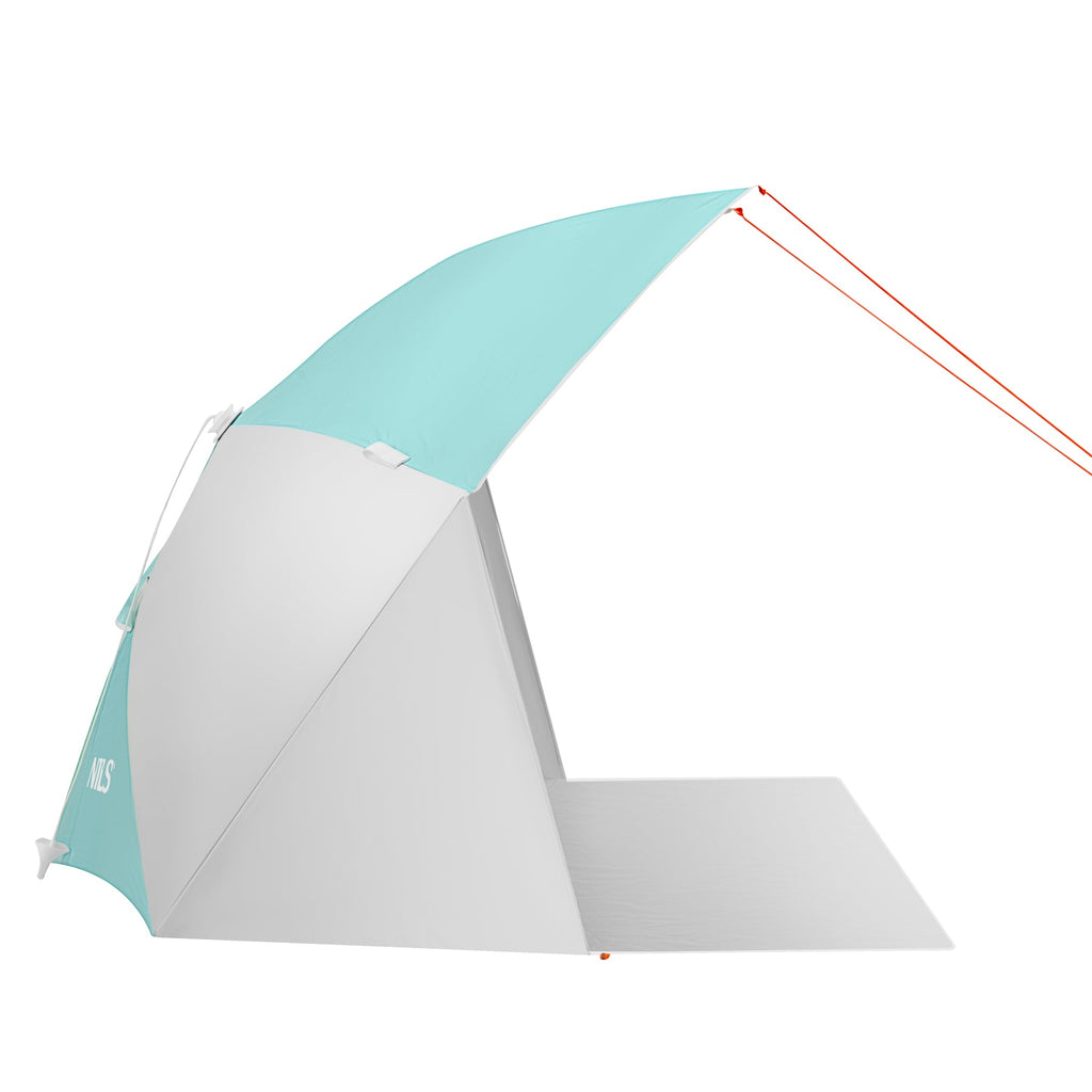 NILS Pop-up 2-in-1 Strandparasol en Windscherm - Mintblauw/Grijs
