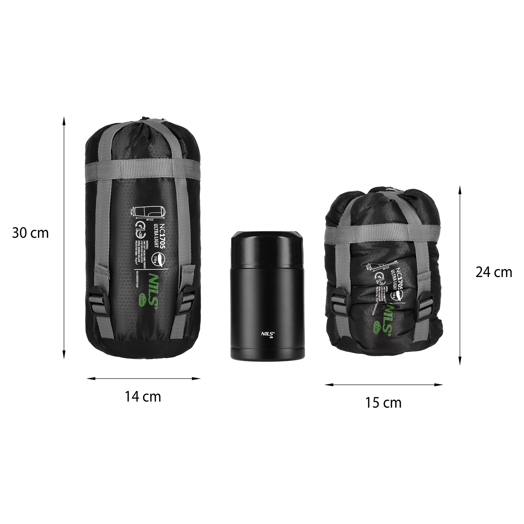 NILS Camp Ultra Light Slaapzak - 710 gr - Zwart/Groen