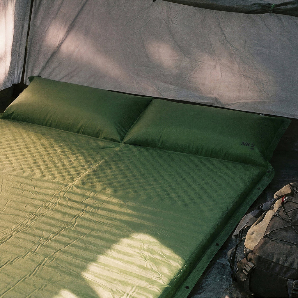 NILS Camp Zelfopblazende Slaapmat met Kussen - 2-persoons - Groen