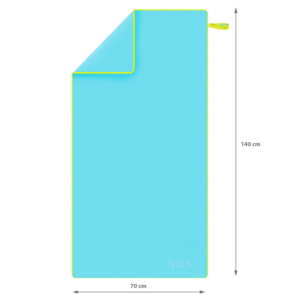 NILS Microvezel Handdoek - Blauw/Groen - 140 x 70 cm