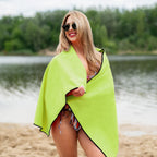 NILS Microvezel Handdoek - Groen/Zwart - 140 x 70 cm