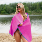 NILS Microvezel Handdoek - Roze/Blauw - 140 x 70 cm