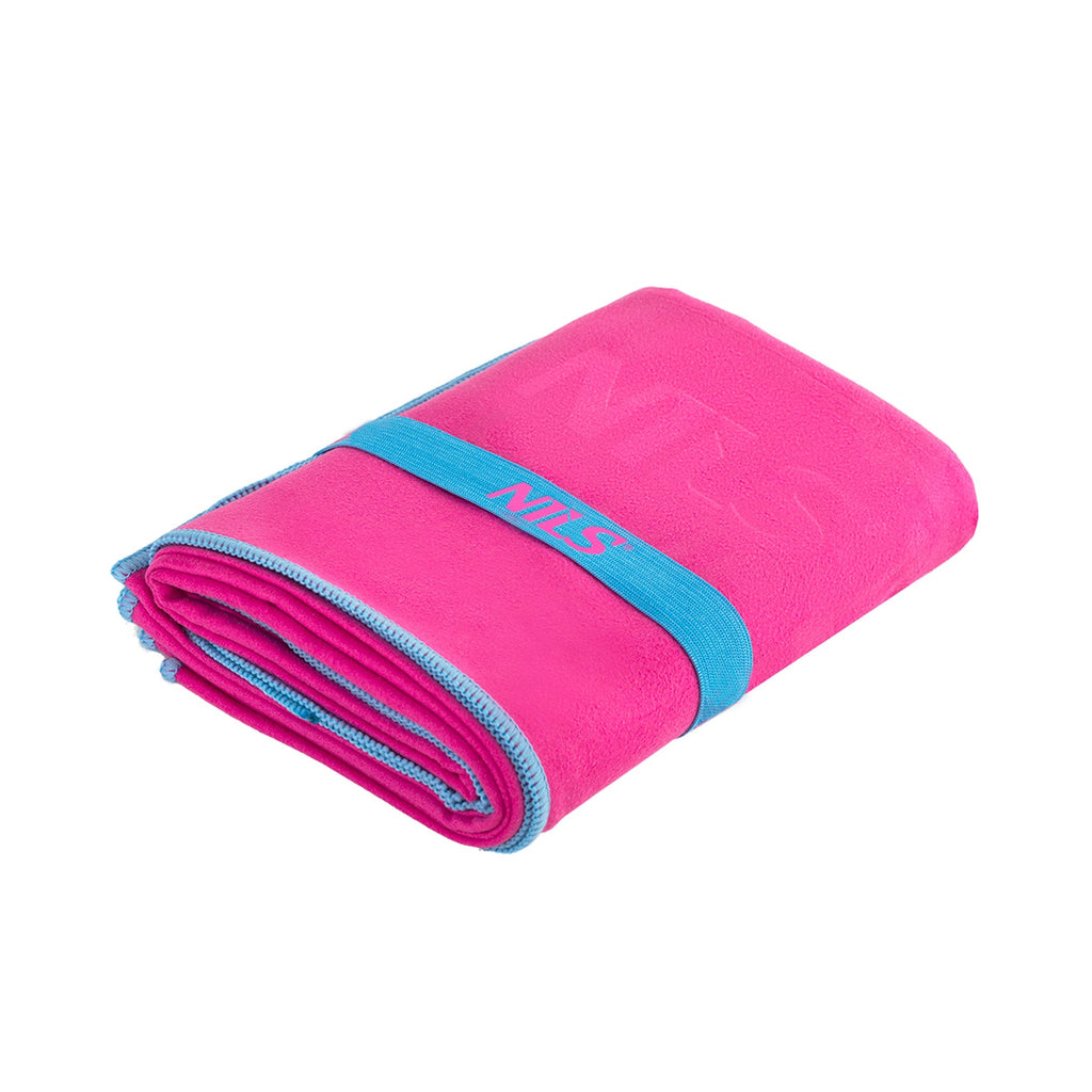 NILS Microvezel Handdoek - Roze/Blauw - 140 x 70 cm