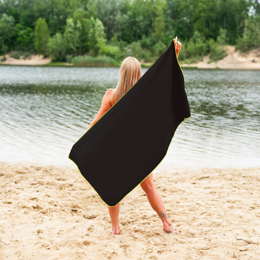 NILS Microvezel Handdoek - Zwart - 140 x 70 cm