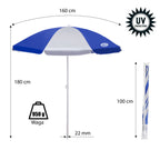 NILS Camp Strandparasol - 180 cm - Blauw/Grijs