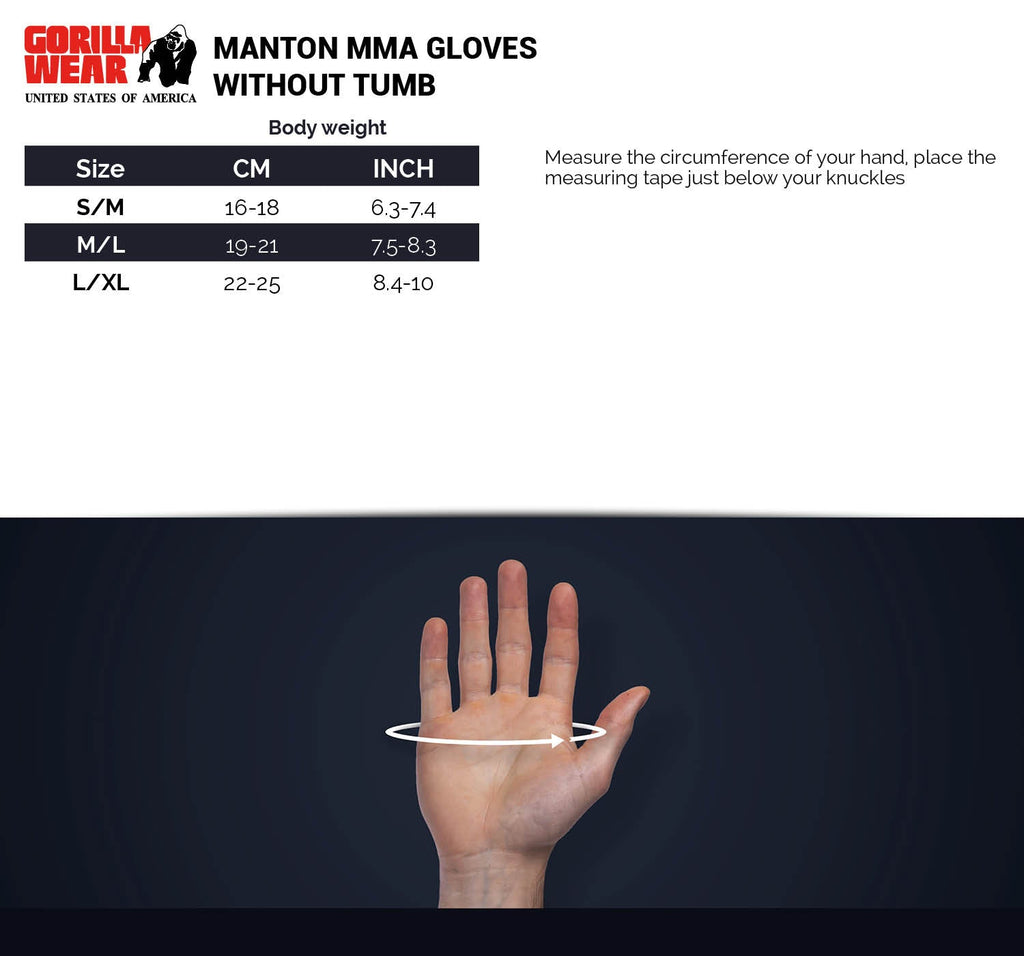 Gorilla Wear Manton MMA Handschoenen (Met Duim) - Zwart/Wit