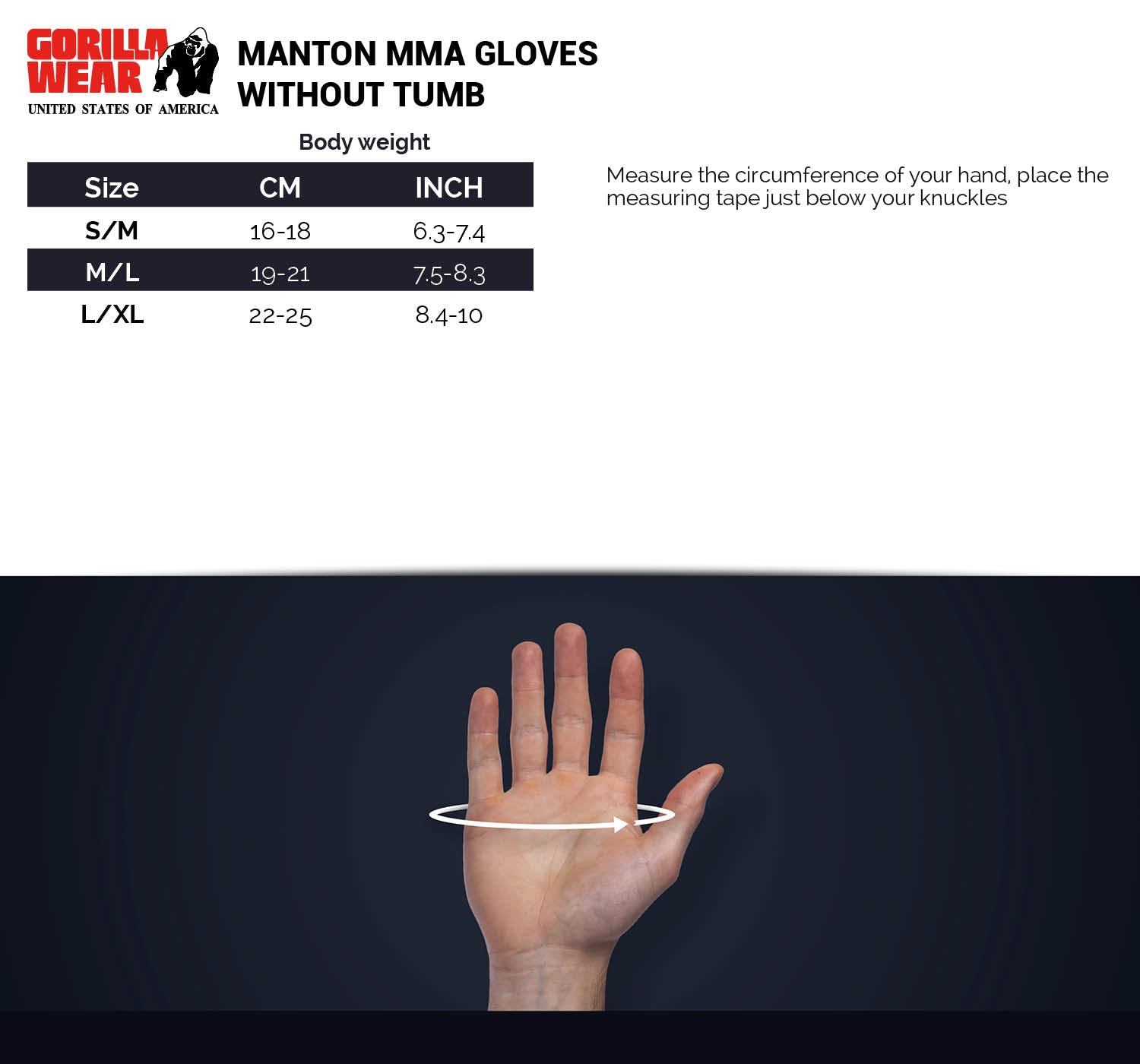 Gorilla Wear Manton MMA Handschoenen (Met Duim) - Zwart/Wit