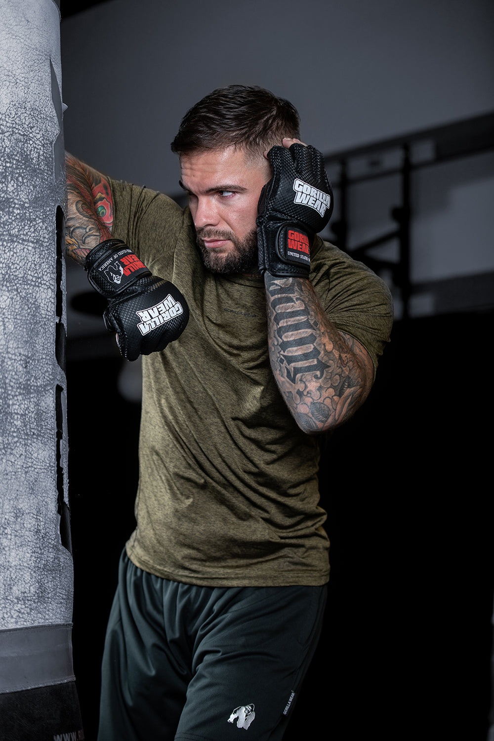 Gorilla Wear Berea MMA Handschoenen (Zonder Duim) - Zwart/Wit