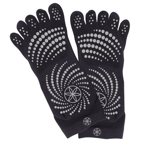 Gaiam Grippy Yoga Socks - Anti-Slip Yogasokken - Zwart/Grijs