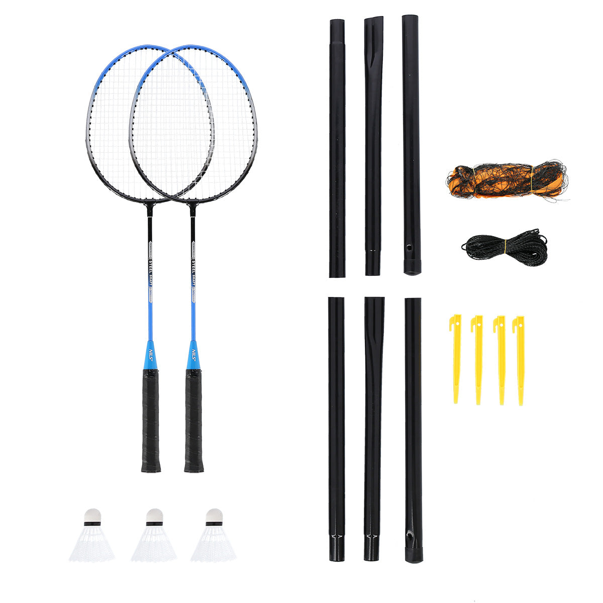 NILS Steeltec Badmintonset - Complete Set - Blauw/Zwart