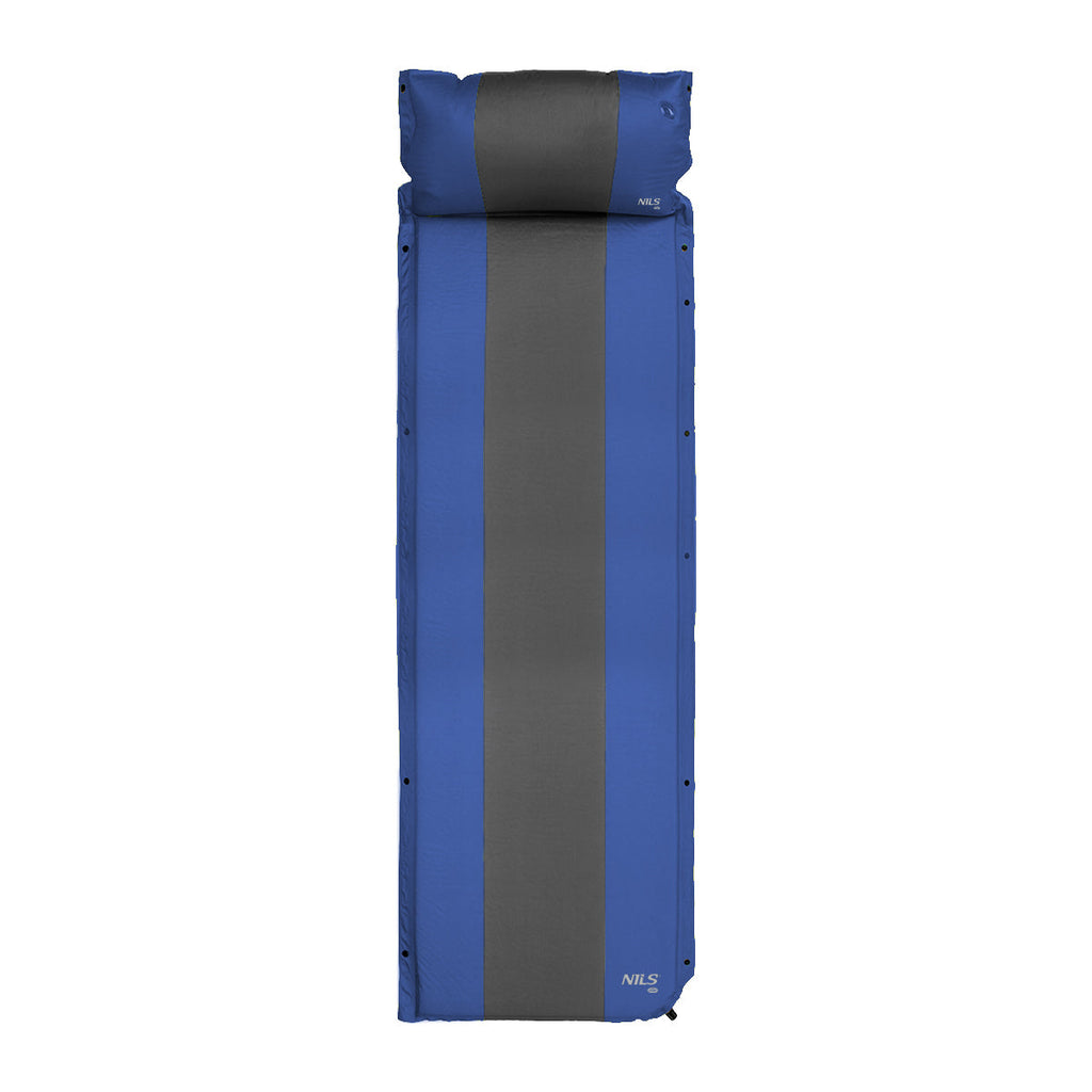 NILS Camp Zelfopblazende Slaapmat met Kussen - Blauw/Grijs
