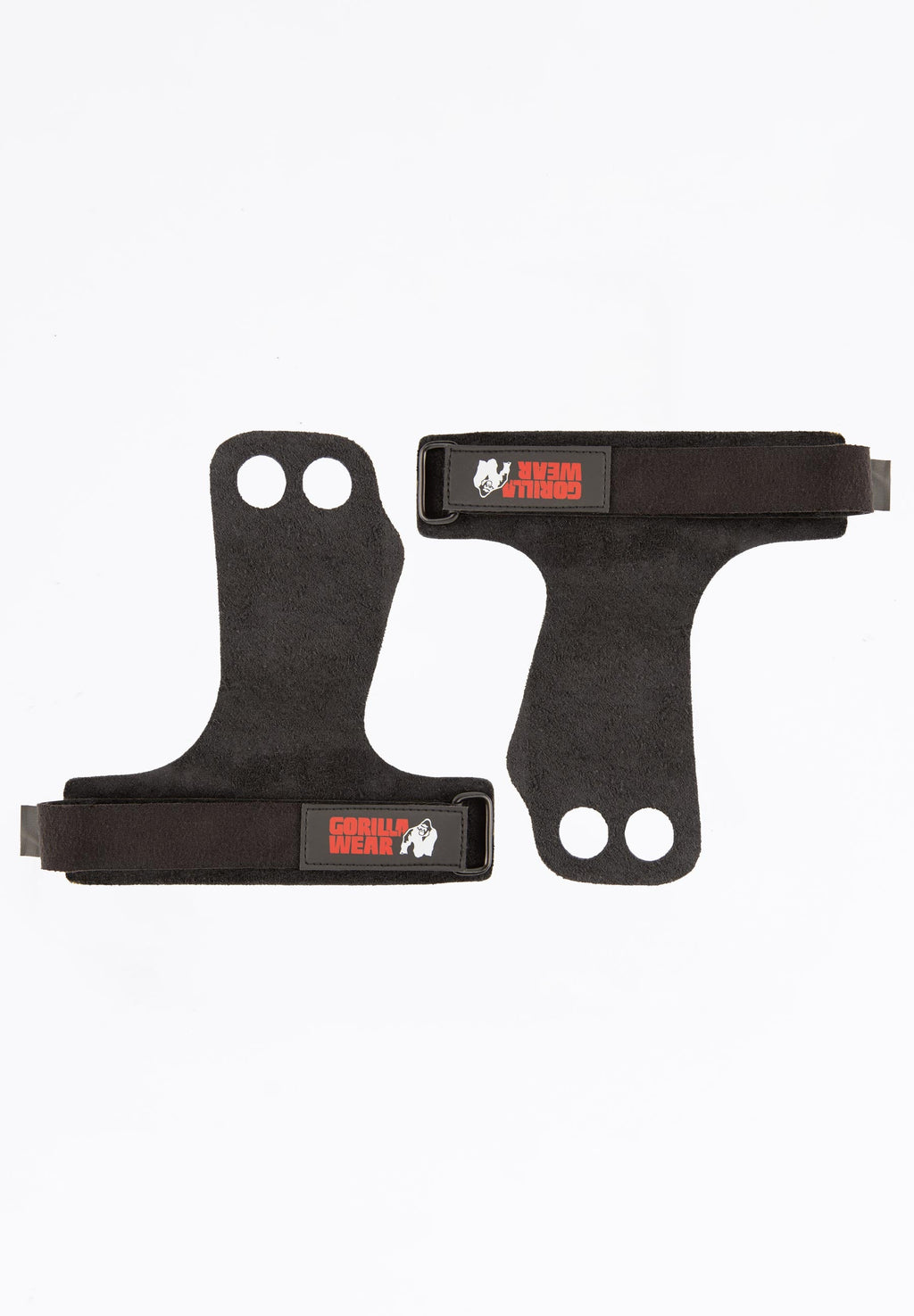 Gorilla Wear 2-Hole Leren Lifting Grips - Zwart
