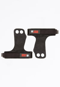 Gorilla Wear 2-Hole Leren Lifting Grips - Zwart