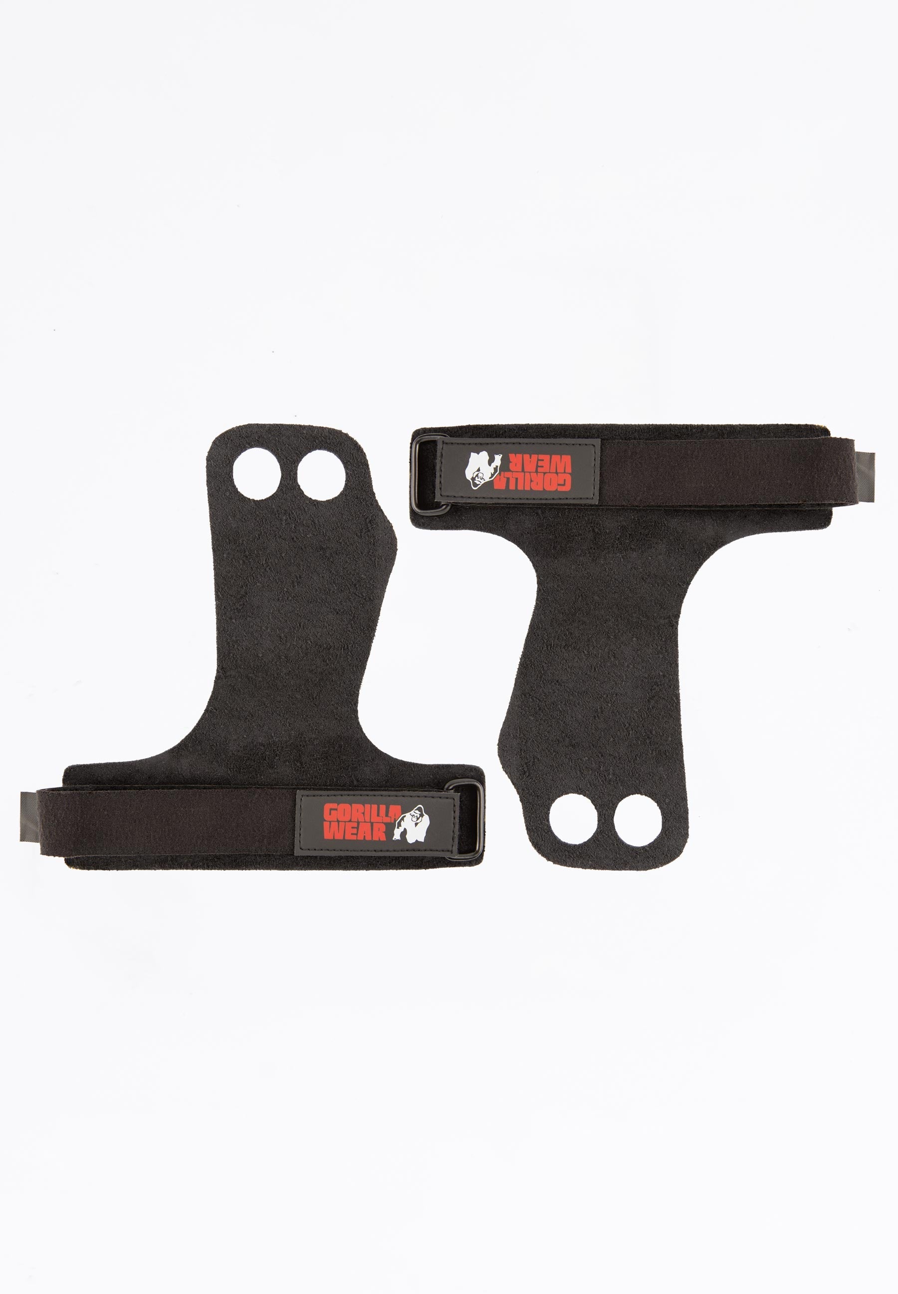 Gorilla Wear 2-Hole Leren Lifting Grips - Zwart