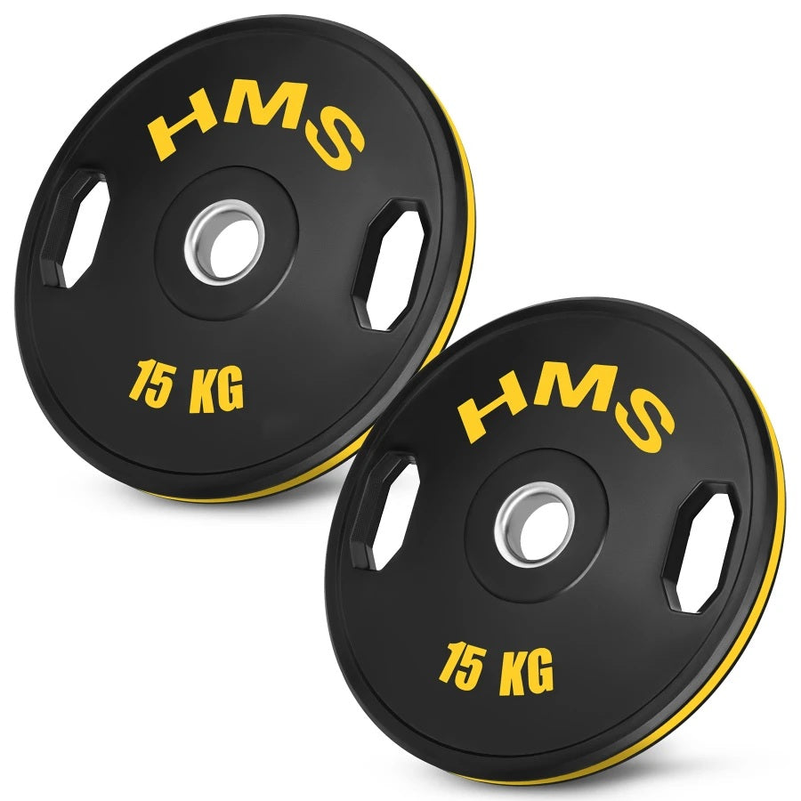 HMS Olympische Halterschijf Set - 2 x 15 kg - Geel