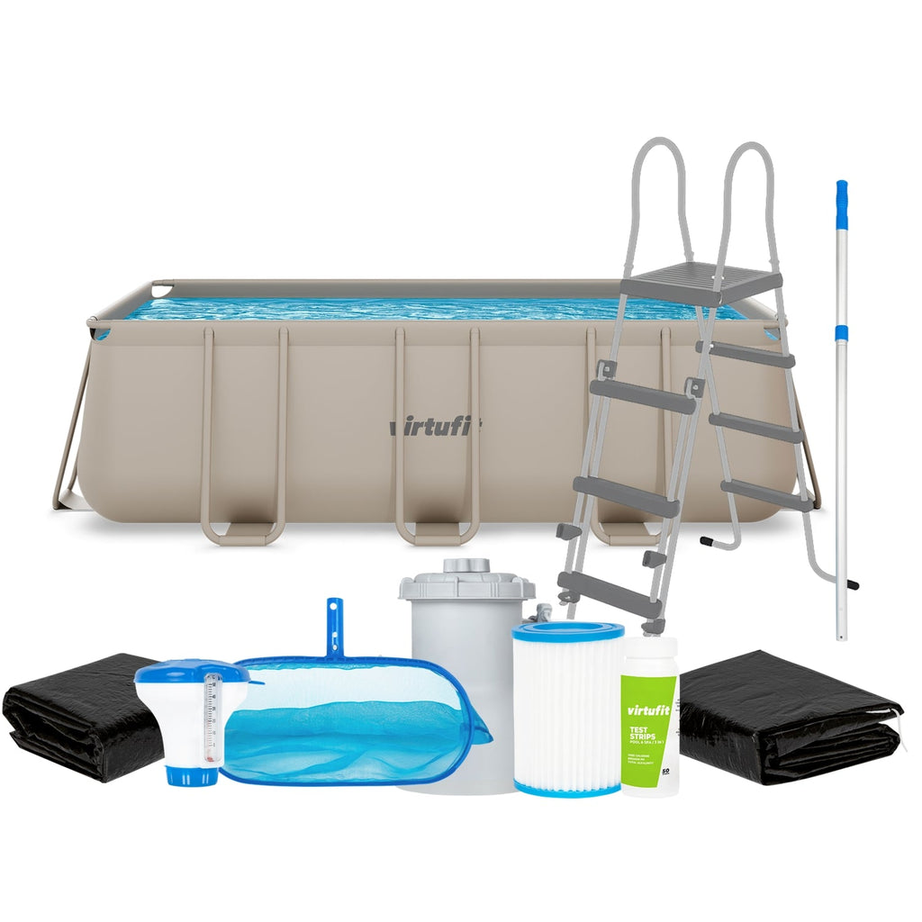 VirtuFit Rechthoekig Zwembad 400 x 200 x 122 cm - Beige - Compleet Pakket