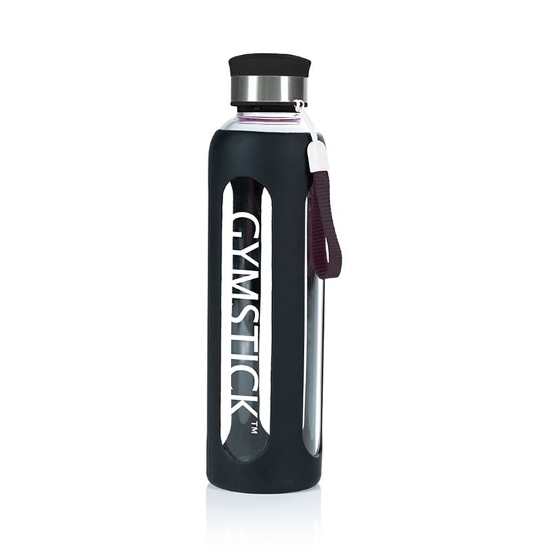 Gymstick Glazen Waterfles - 600 ml - Zwart