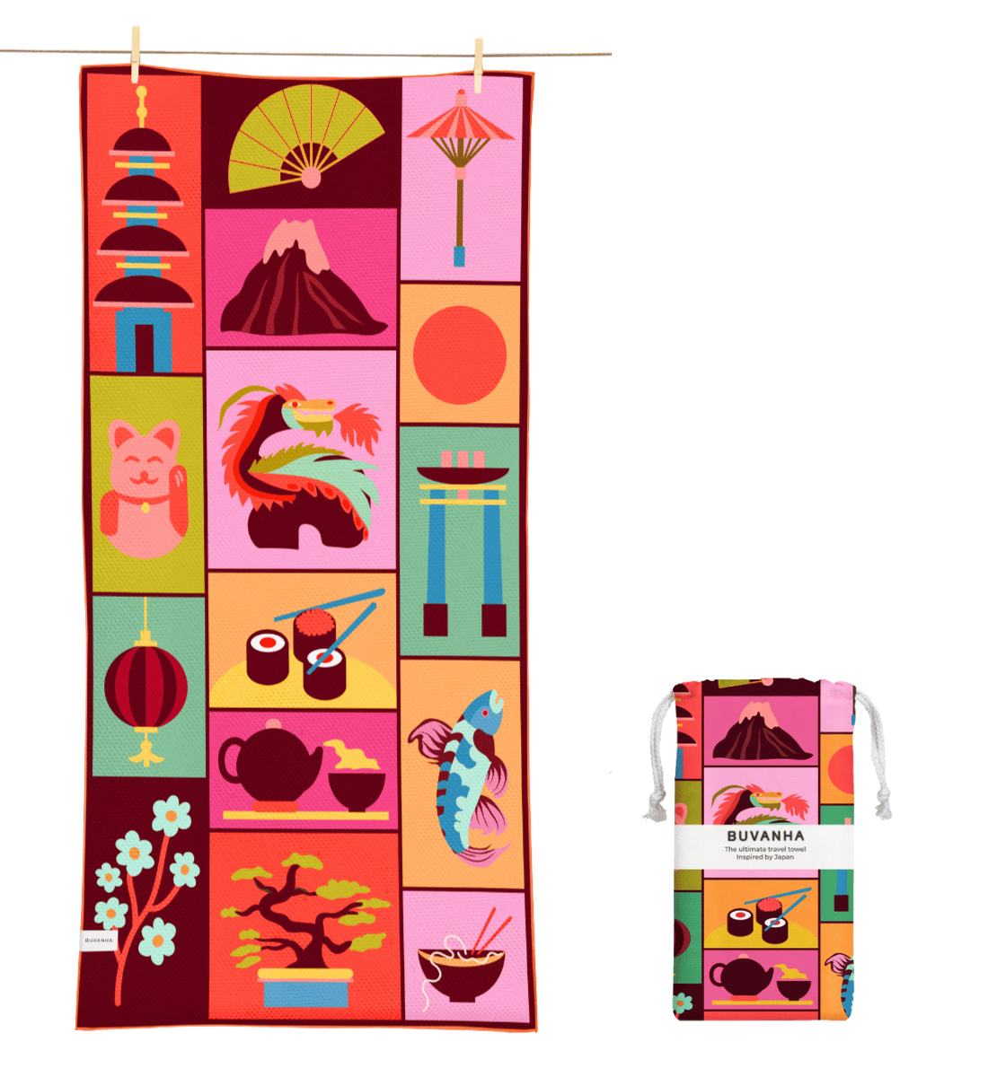 Buvanha Reishanddoek Japan - 200 x 90 cm - Hoofdafbeelding