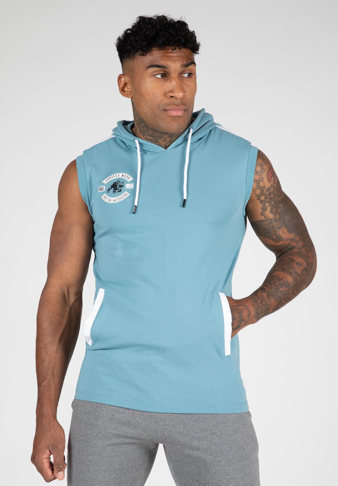 Gorilla Wear Oswego Mouwloze Hoodie - Blauw