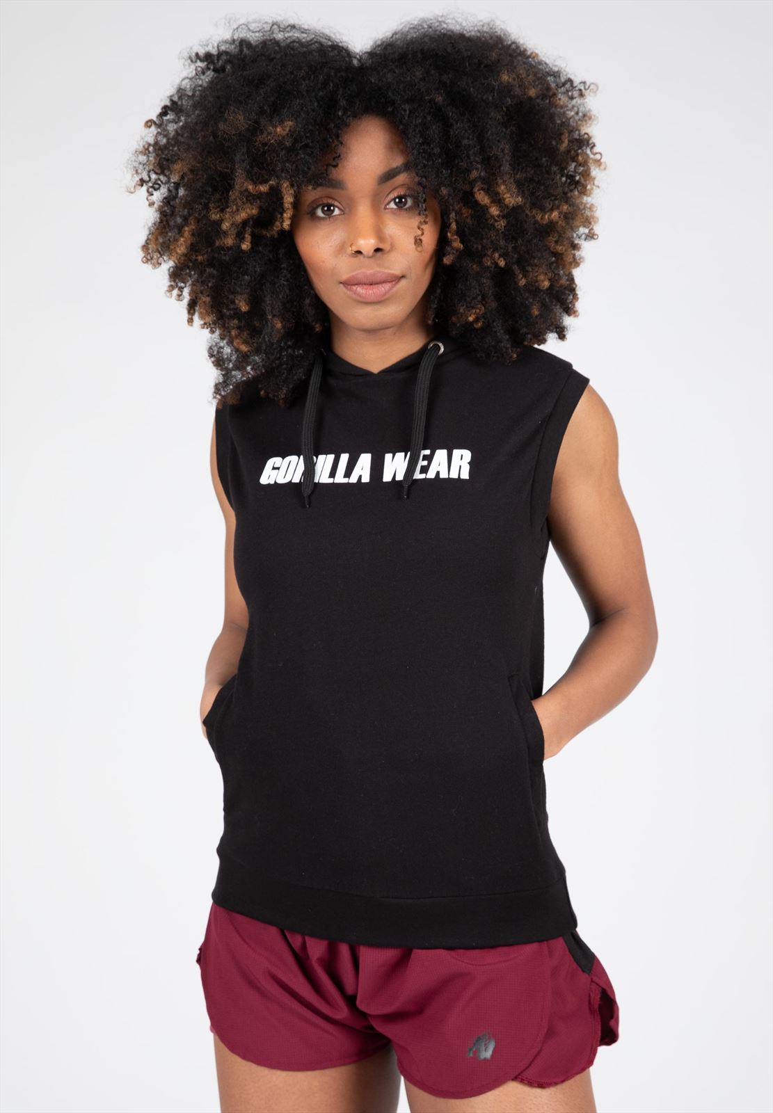 Gorilla Wear Virginia Mouwloze Hoodie - Zwart