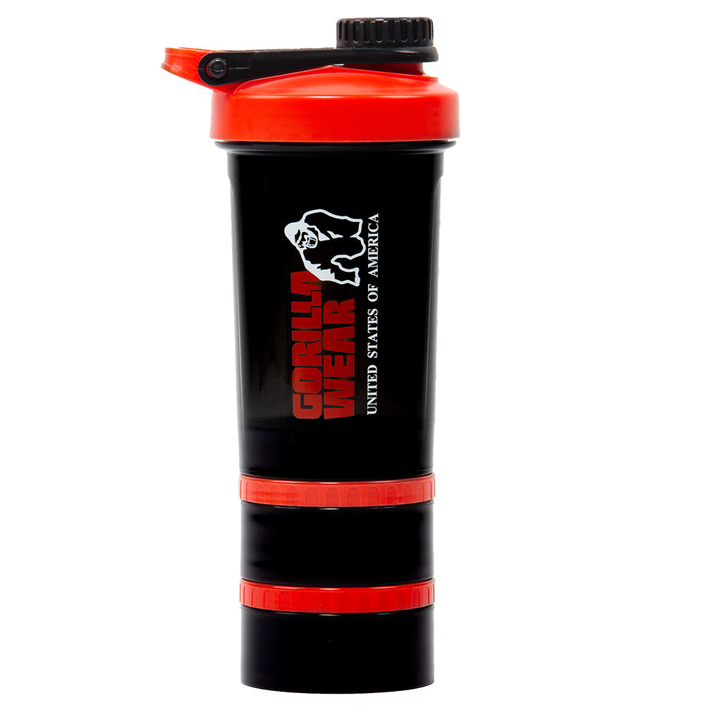 Gorilla Wear Shake Beker 2 GO - 500 ml + 2 x 130 ml - Zwart/Rood