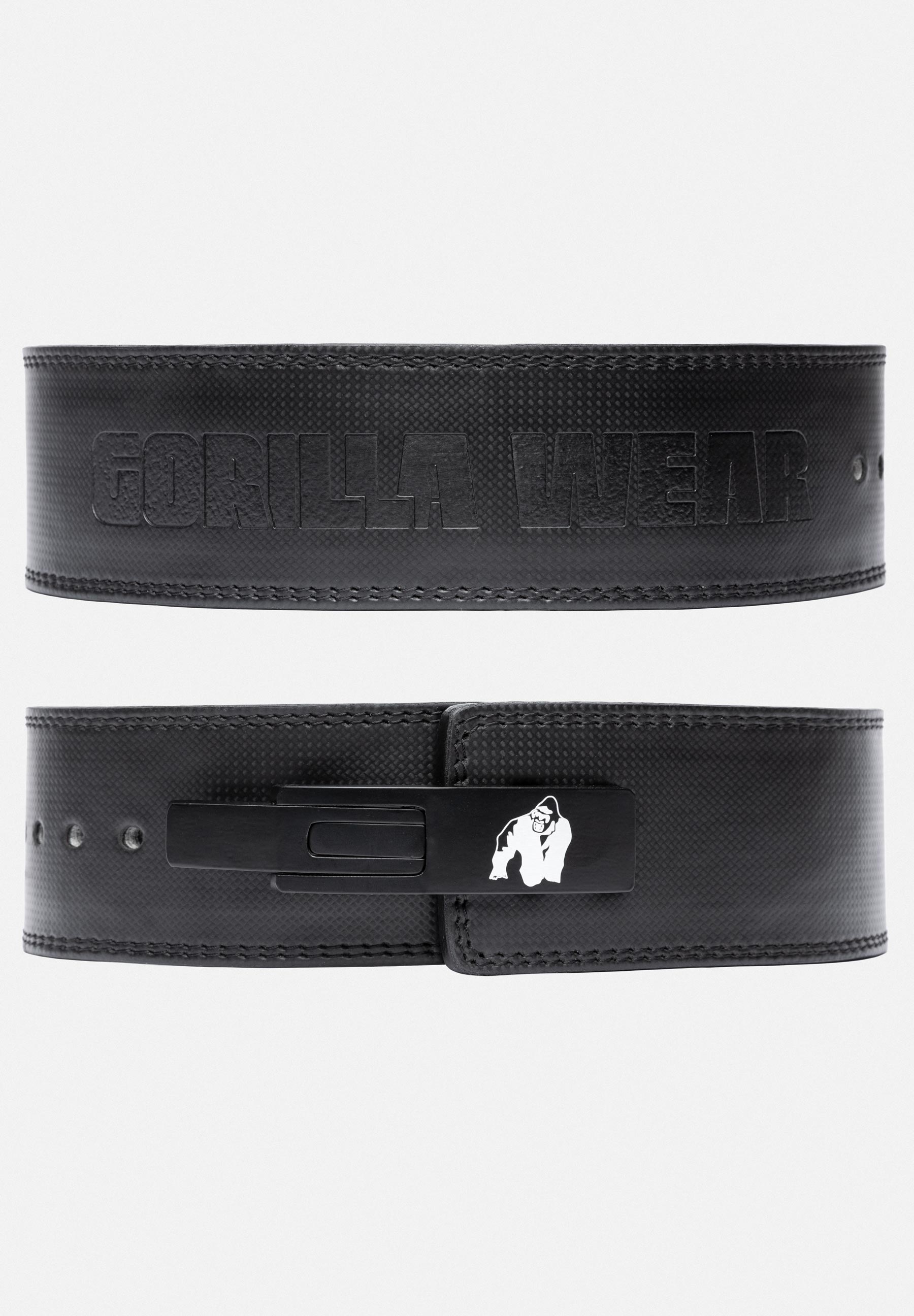 Gorilla Wear Halterriem - 4 Inch Carbon Leren Lever Belt - Zwart