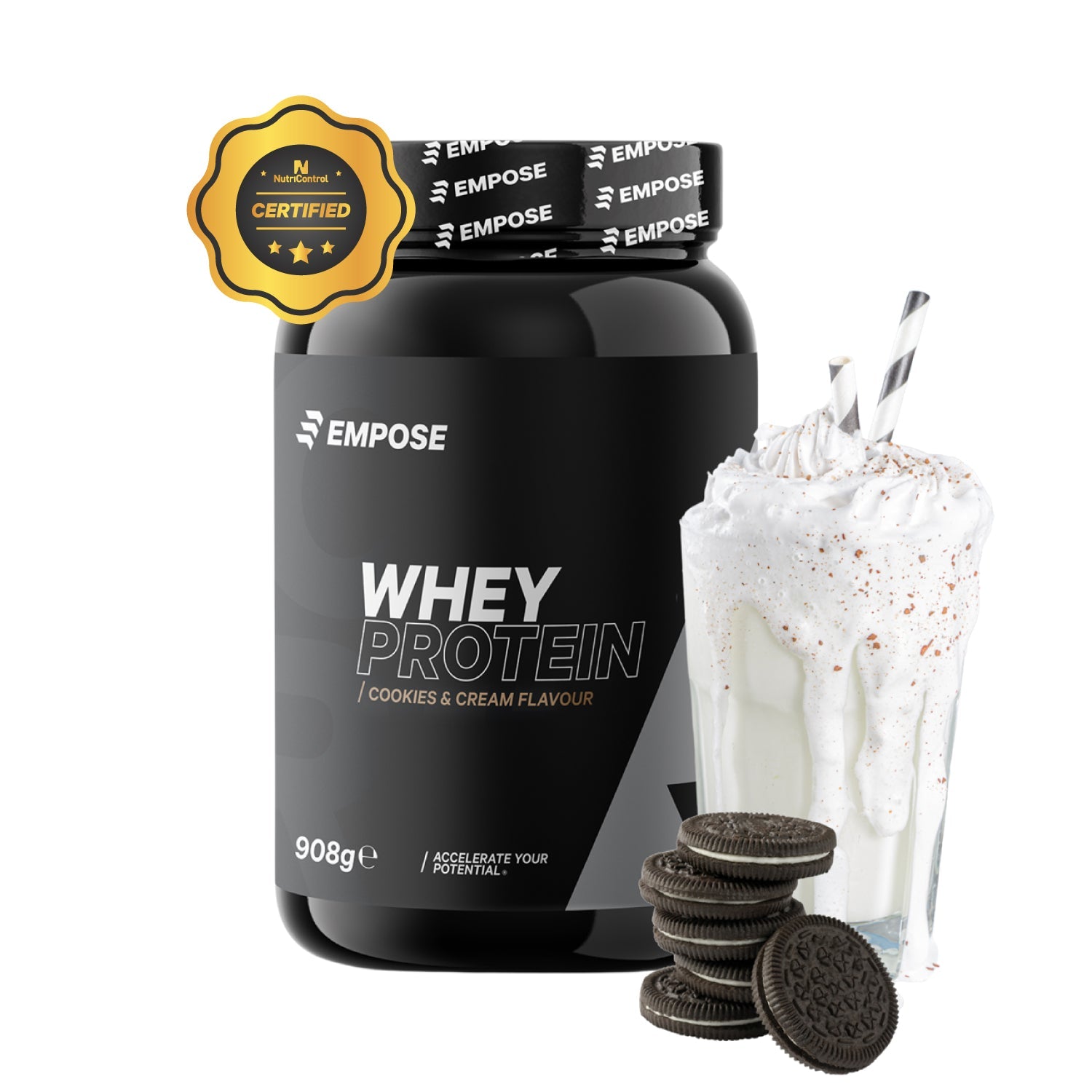 Empose Nutrition Whey Protein - Eiwit Poeder - Cookies & Cream - 908 gram