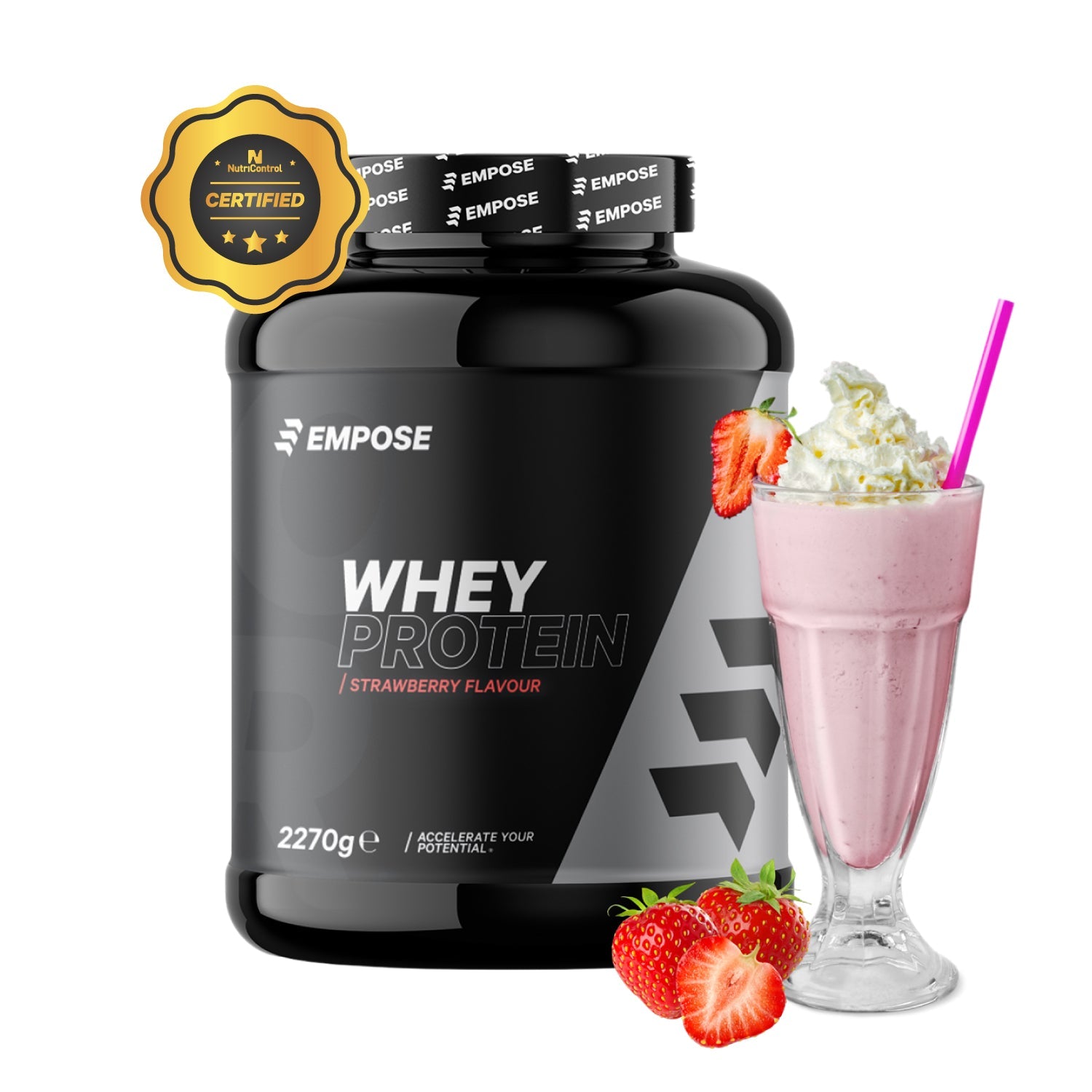 Empose Nutrition Whey Protein - Eiwit Poeder - Aardbei - 2270 gram