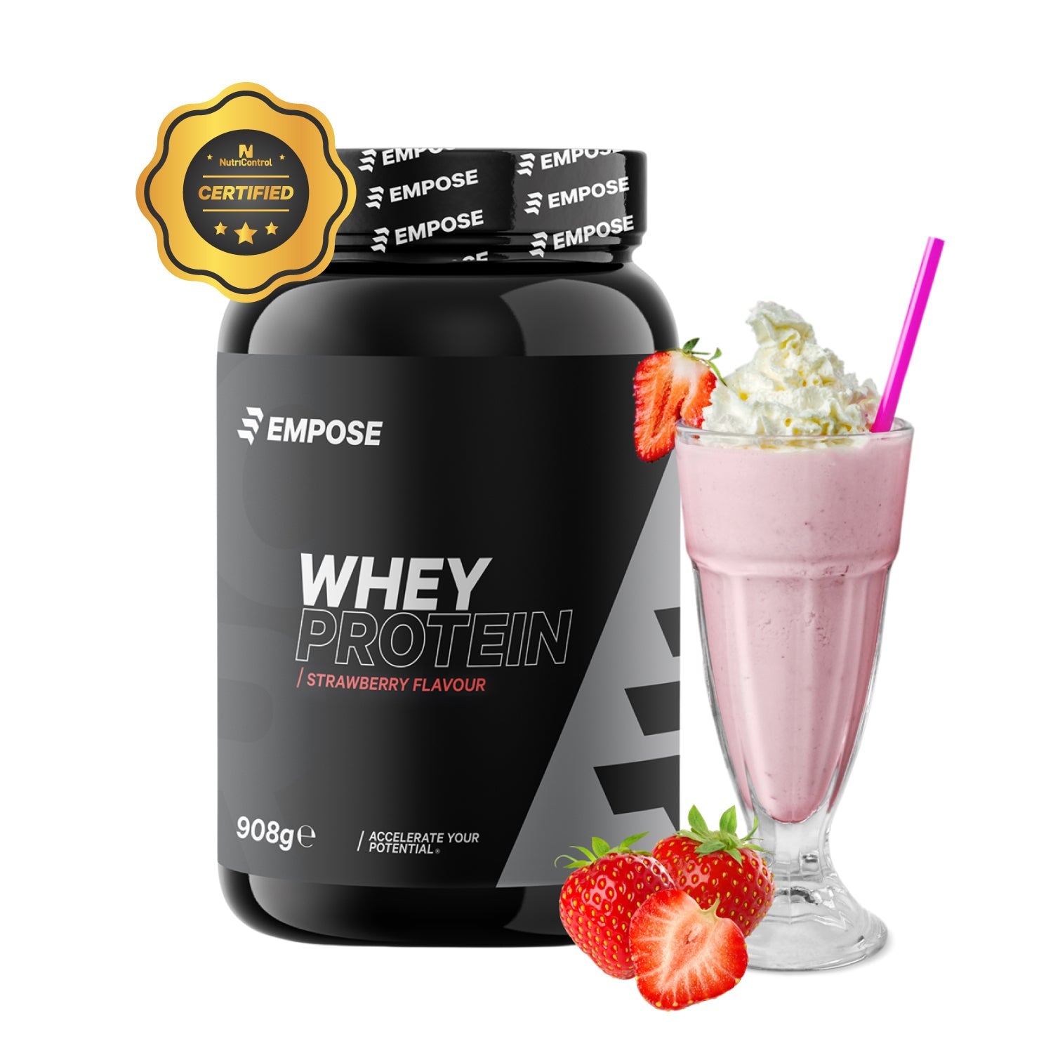 Empose Nutrition Whey Protein - Eiwit Poeder - Aardbei - 908 gram