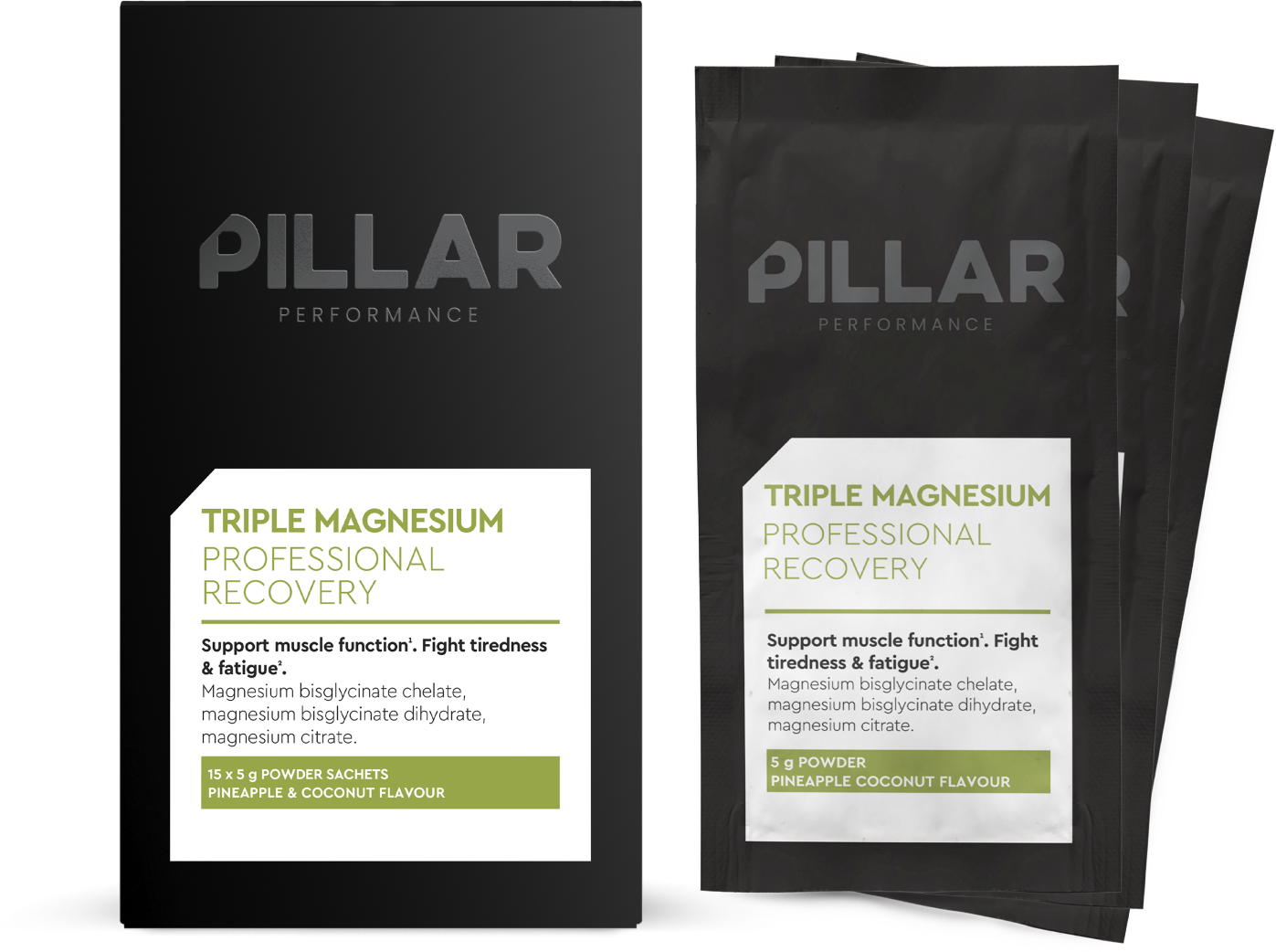 PILLAR Performance Triple Magnesium Travel Pack - 15 x 5 gr - Pineapple & Coconut